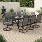 Sophia & William 9 Pieces Metal Patio Dining Set Swivel Paded Chairs and Extendable Table Set