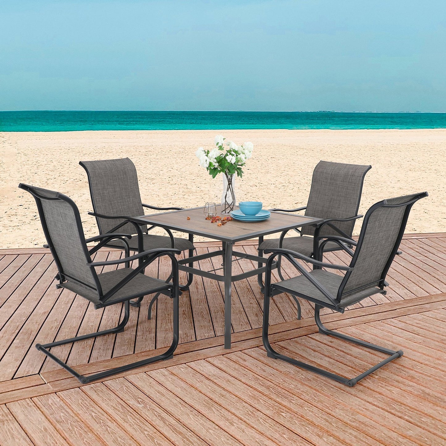 Sophia&William 5-Piece Metal Outdoor Patio Dining Furniture Set, Gray