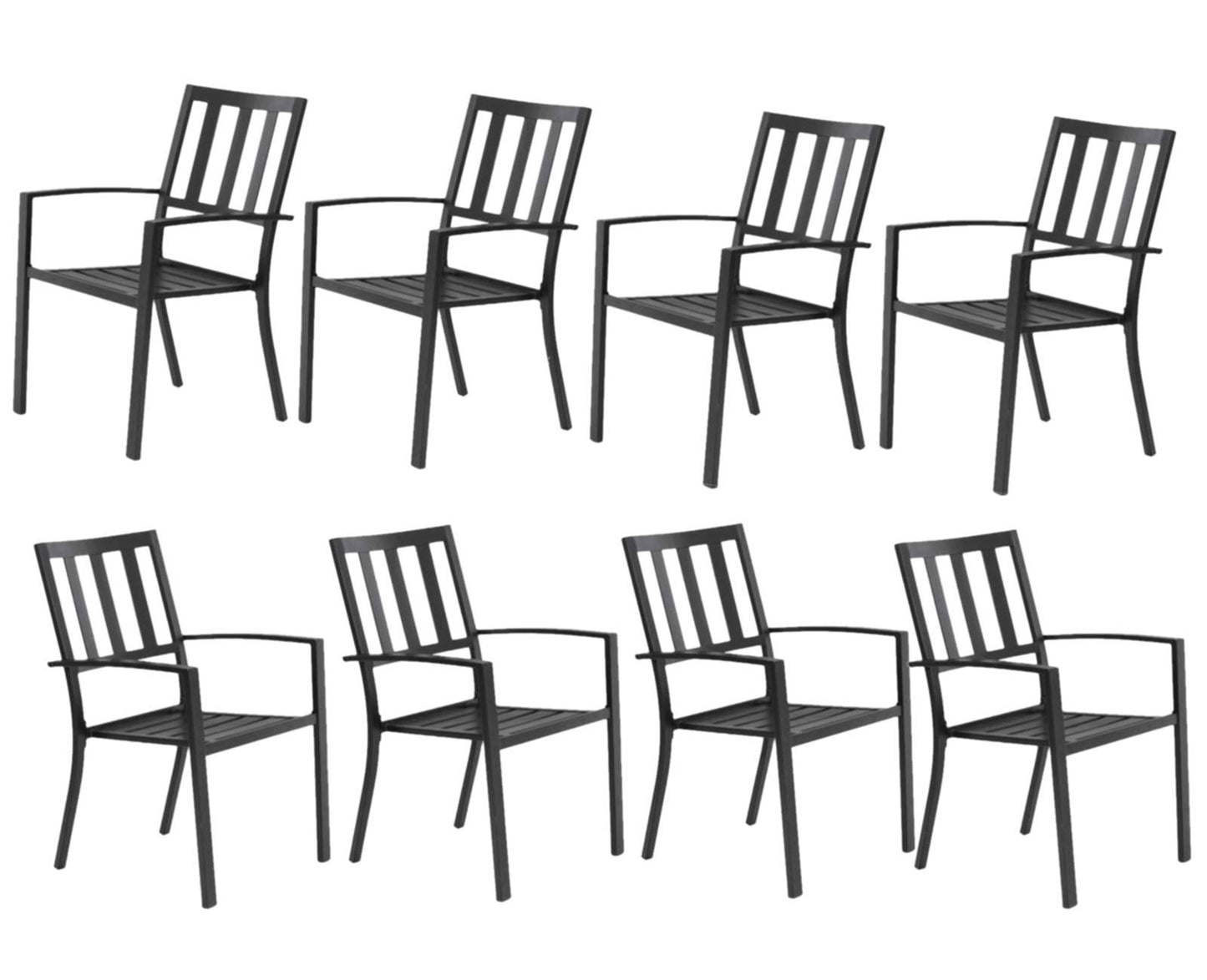 Sophia & William Outdoor Patio Metal Dining Chairs Set of 8, Black