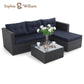 Sophia & William 3PCS Outdoor Sofa Wicker Rattan Patio Furniture Sectional Sofa Set Blue