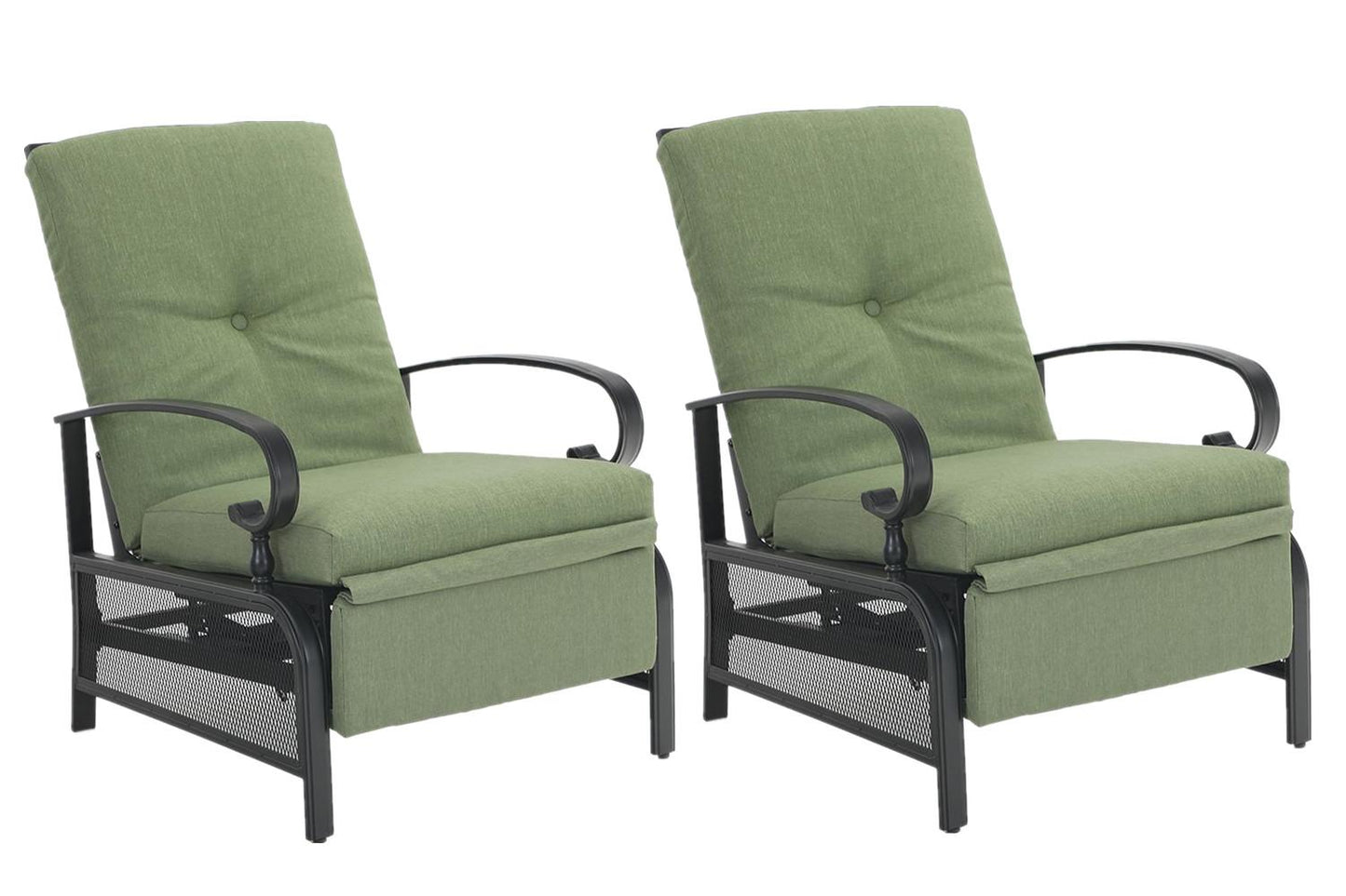 Sophia & William Set of 2 Outdoor Patio Steel Recliner Lounge Chair , Green