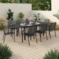 Sophia&William 9 Pieces Patio Dining Set Metal Stackable Chairs and Table,Black