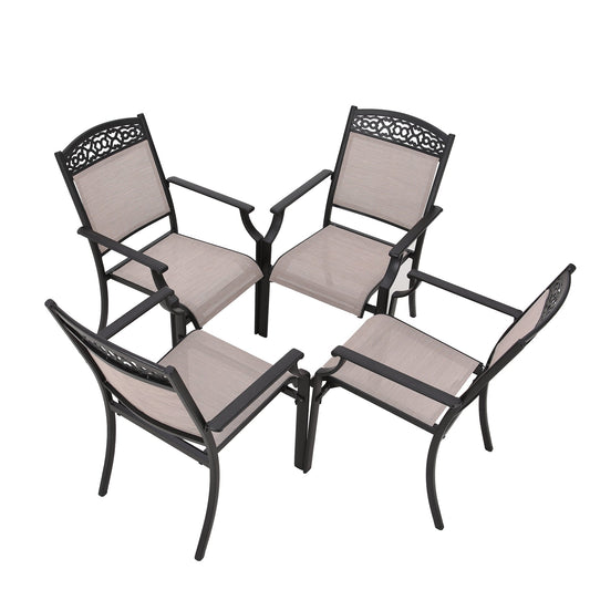 Sophia&William Patio Aluminum Frame Dining Chairs Set of 4, Beige