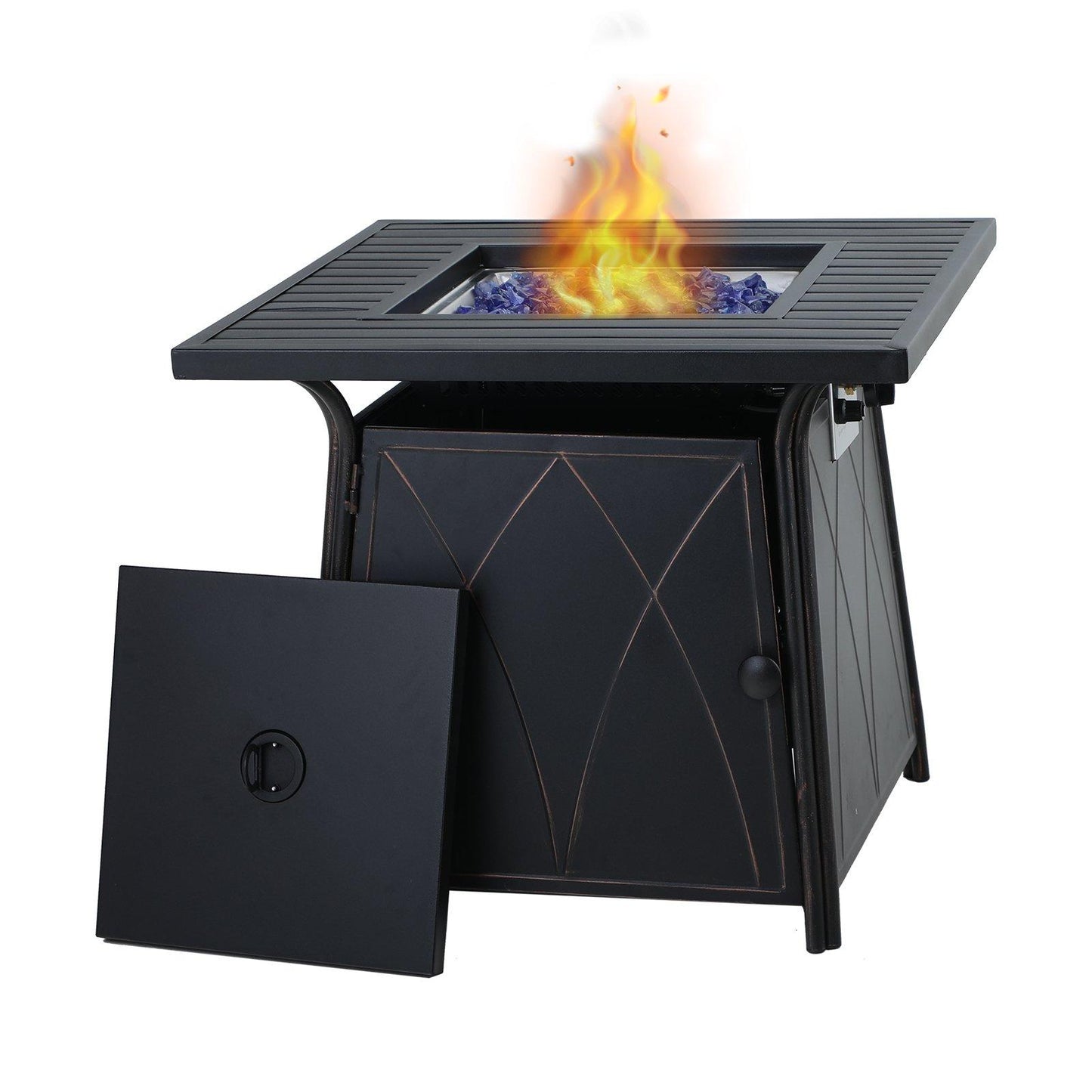 Sophia & William 28 inch Outdoor Gas Fire Pit Table with Lid