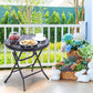 Sophia & William 18 inch Patio Round Folding Side Table Small Portable Bistro Coffee Table Tempered Glass Top