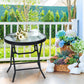 Sophia & William 18 inch Patio Round Folding Side Table Small Portable Bistro Coffee Table Tempered Glass Top Clear