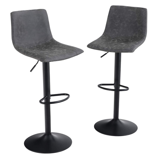 Sophia&William 2 Pieces Adjustable Height Swivel Bar Stools PU Leather Seat,Grey