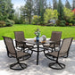 Sophia & William 5 Piece Metal Outdoor Patio Dining Bistro Set Outdoor Furniture Set with 1 Steel Square Table & 4 Text Ilene Swivel Chairs, Black