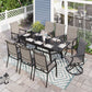 Sophia & William 9 Pieces Metal Outdoor Patio Dining Set with Gray Padded Textilene Chairs and Black Extendable Table