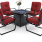Sophia & William 5 Pcs Metal Patio Dining Set with Gas Fire Pit Table - Red