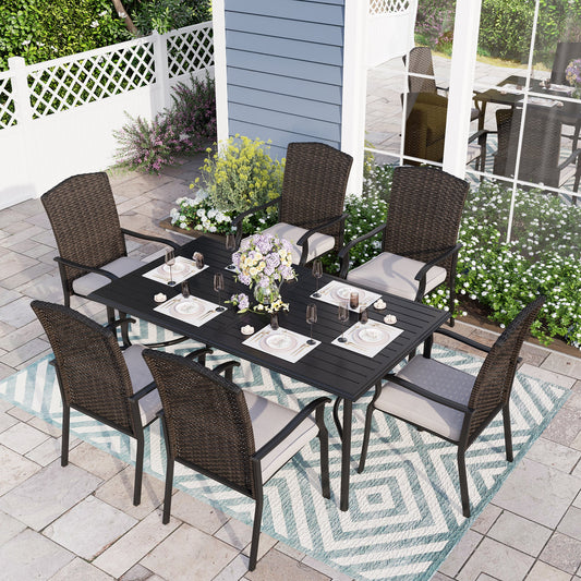 Sophia & William Patio Rattan Dining Set Outdoor Metal Furniture with Wicker Chairs