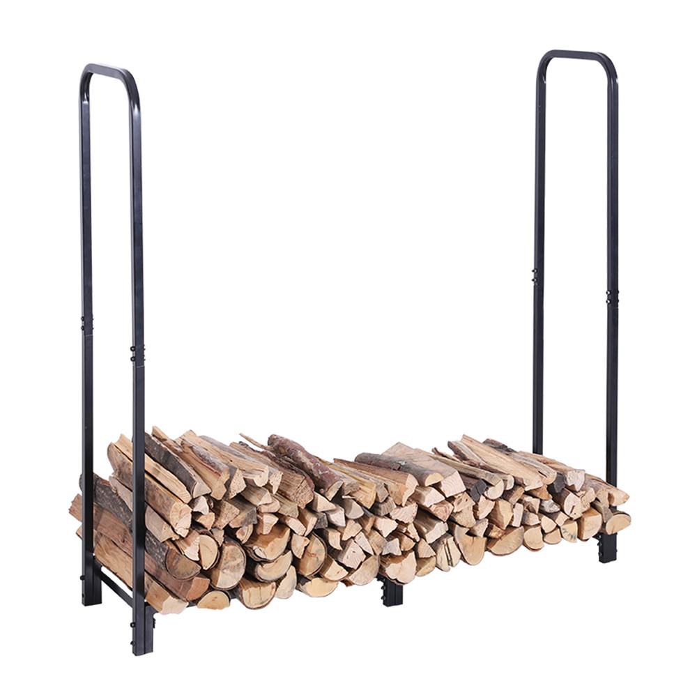 Sophia & William Garden 4 ft. Steel Firewood Log Rack - Black