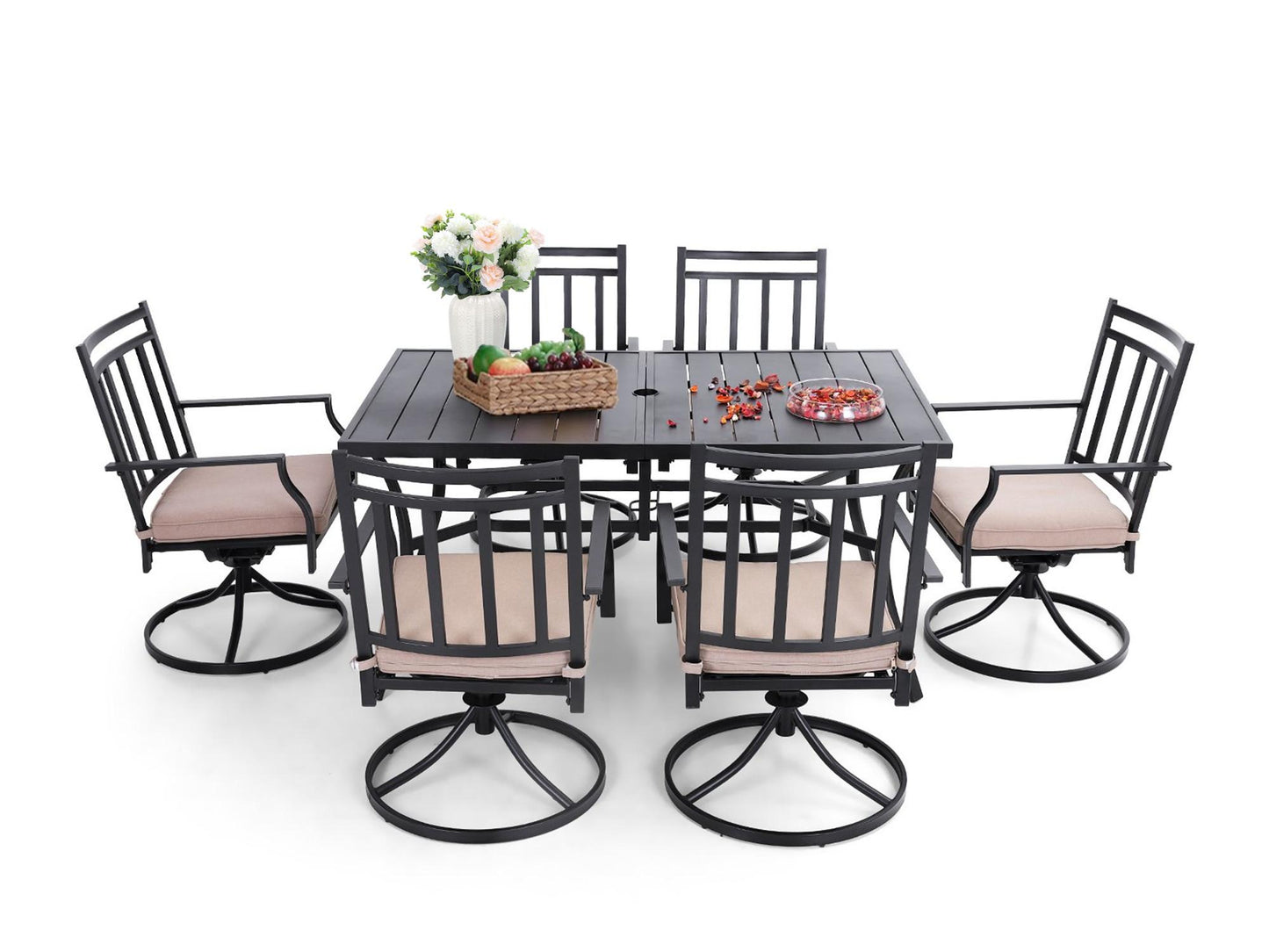 Sophia & William 7 Peices Outdoor Patio Dining Set Swivel Chairs and Table Set