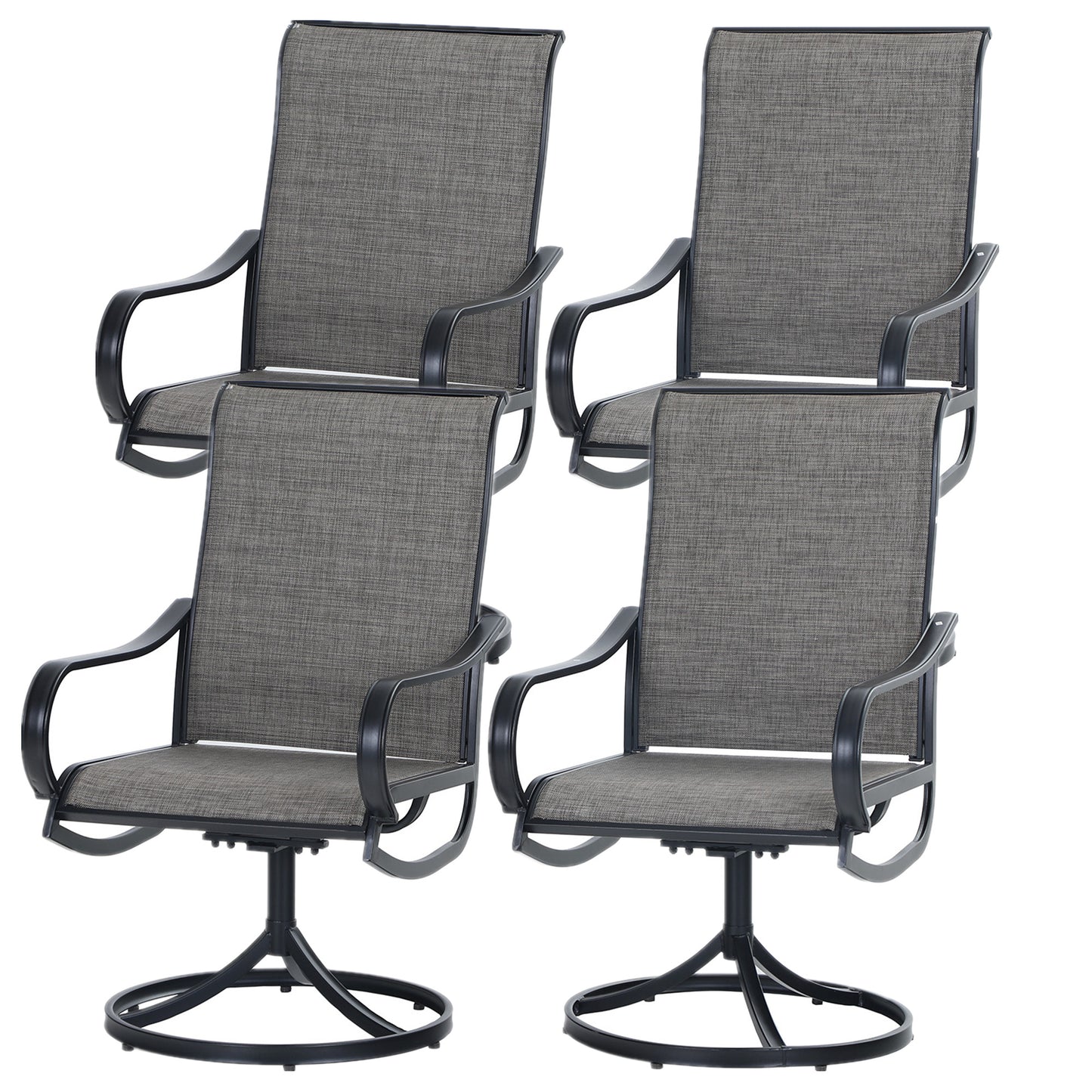 Sophia & William 4Pcs Patio Dining Swivel Chairs Set with Black Steel Frame