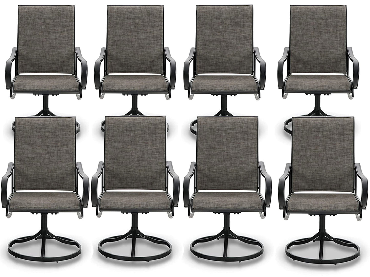 Sophia & William 8Pcs Patio Dining Swivel Chairs Set with Black Steel Frame