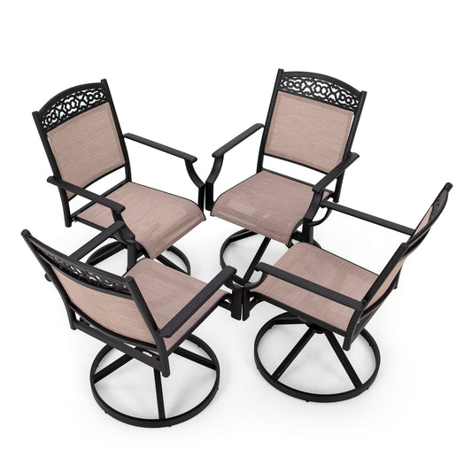 Sophia&William Patio Aluminum Frame Dining Swivel Chairs Set of 4, Beige