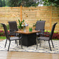 Sophia&William 5-Piece Wicker Patio Dining Set with 50,000 BTU Fire Pit Table