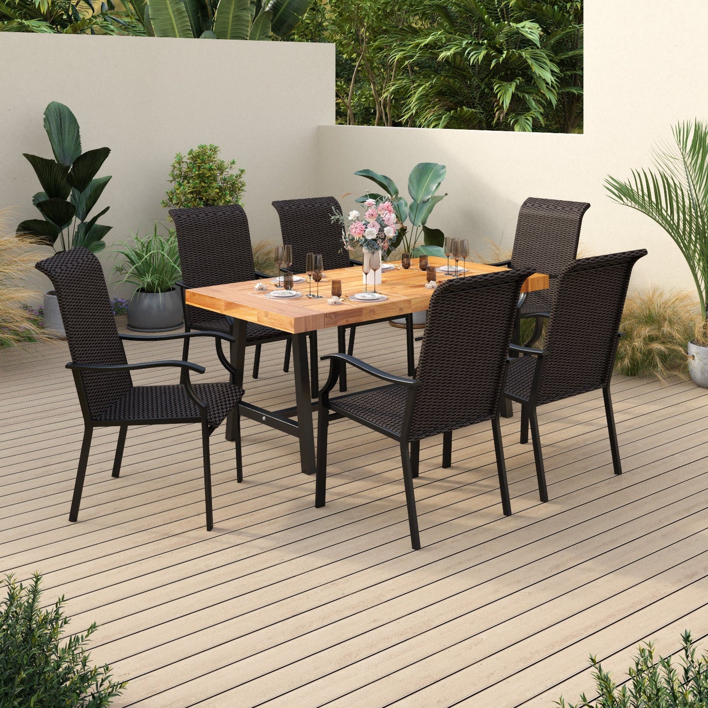Sophia & William 7 Pieces Outdoor Patio Dining Set High Back Dining Chairs and Patio Metal Dining Table