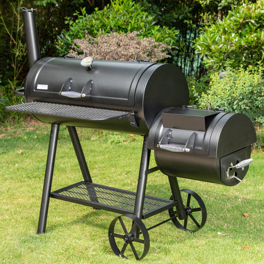 Sophia & William 941 sq.in. Overlarge BBQ Charcoal Grill with Offset Smoker, Black