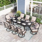 Sophia & William 9-Piece Patio Dining Set with Extendable Table & 8 Swivel Chairs, Black & Beige