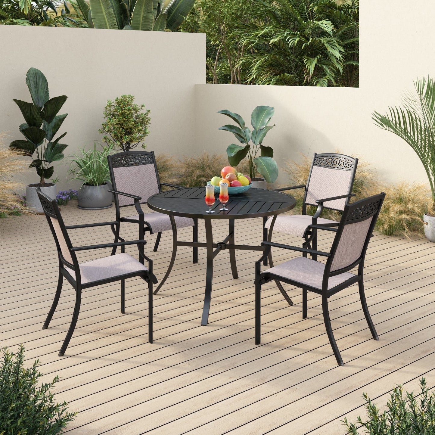 Sophia&William 5 Pieces Patio Dining Set Aluminum Chairs and Steel Table Set