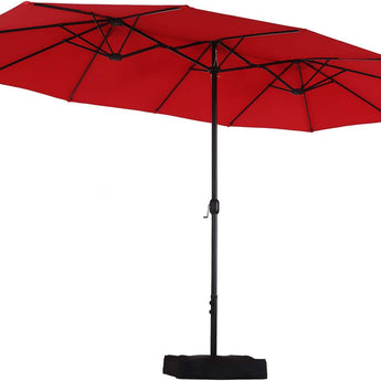 Sophia & William 15FT Outdoor Patio Umbrella Extra Large Double Sided Garden Umbrella with Crank Handle, Base Included,Red