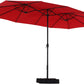 Sophia & William 15FT Outdoor Patio Umbrella Extra Large Double Sided Garden Umbrella with Crank Handle, Base Included,Red