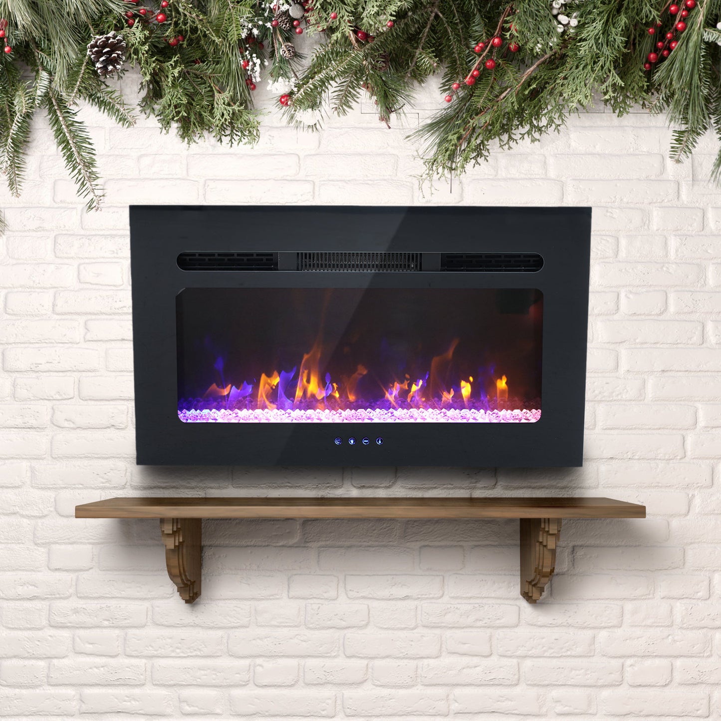 Sophia & William 30 inches Electric Fireplace Recessed & Wall Mounted Heater