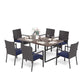 Sophia & William 7-Piece Outdoor Patio Dining Set Rattan Cushioned Chairs and Wood-grain Table Set